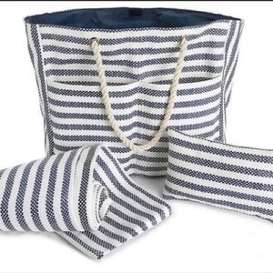 3 Piece Striped Beach Bag